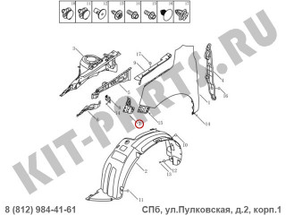 Кронштейн переднего правого крыла для Geely Emgrand X7 NL4 101203681201C15