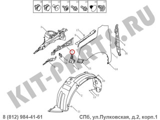 Направляющая переднего правого крыла для Geely Emgrand X7 NL4 101203720201C15